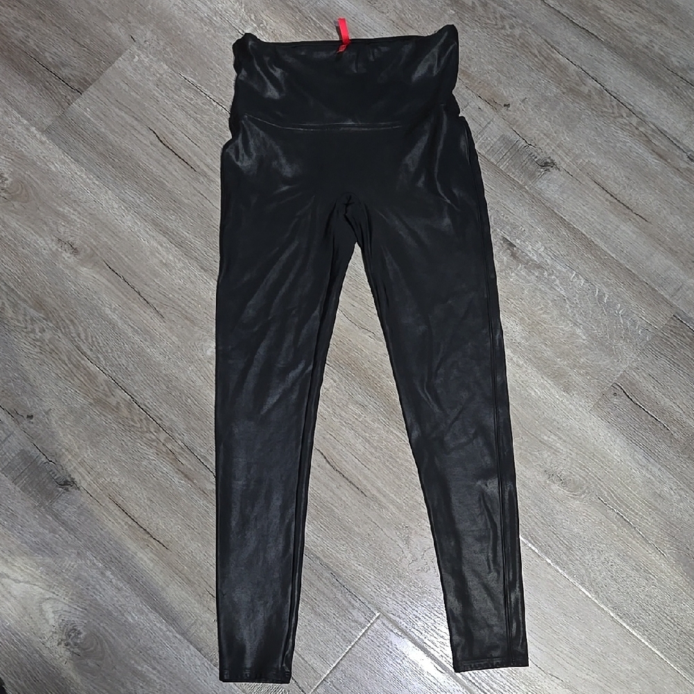 SPANX faux leather Black High-Waisted Women's leggings SIZE L